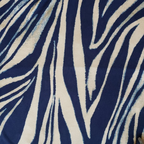 Chaps Pullover Blue Cream Print Blouse Tie Sleeves Medium - Picture 9 of 12